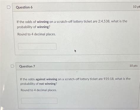 Solved If the odds of winning on a scratch-off lottery | Chegg.com