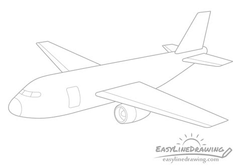 How to Draw an Airplane Step by Step - EasyLineDrawing