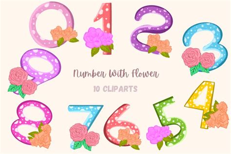 10 Number with Flower Clipart