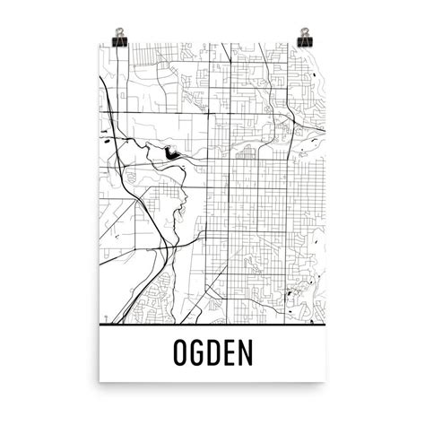 Ogden Utah Map Street Map Poster - Wall Print by Modern Map Art