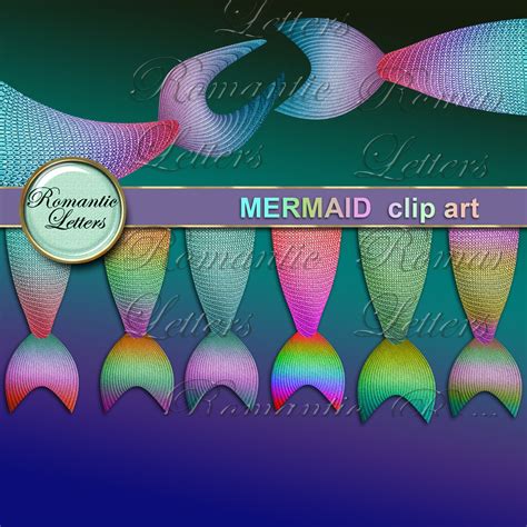 Mermaid birthday party digital clipart invitations clip art | Etsy