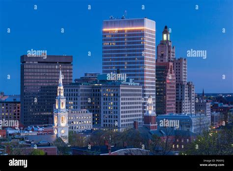 USA, Rhode Island, Providence, city skyline from Prospect Terrace Park, dusk Stock Photo - Alamy