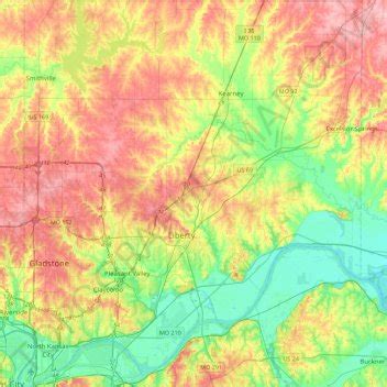 Clay County topographic map, elevation, relief