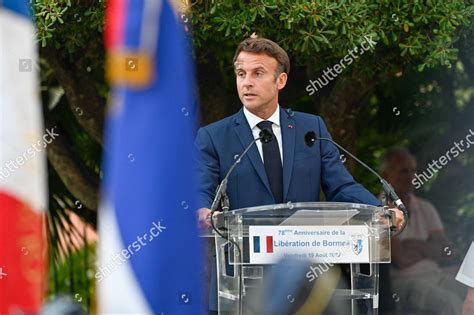 President Emmanuel Macron Delivers His Speech Editorial Stock Photo ...