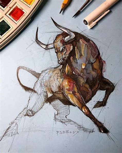 regram @psdelux | Animal drawings, Bull painting, Art inspiration