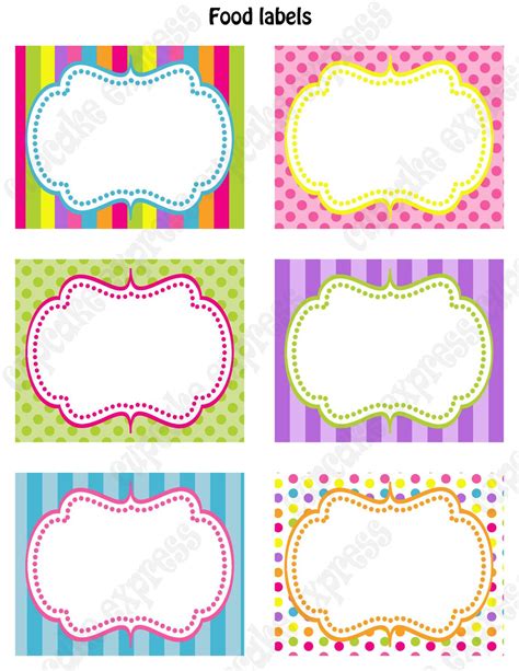 DIY Candy Shoppe Birthday Party PRINTABLE Food Labels pink green blue ...