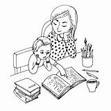 Parent Studying At Home Illustrations Royalty Free Vector Graphics  sketch template