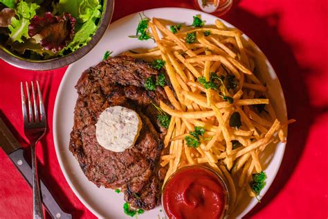 Classic Classic Steak Frites Recipe with Blue Cheese + Shallot Butter