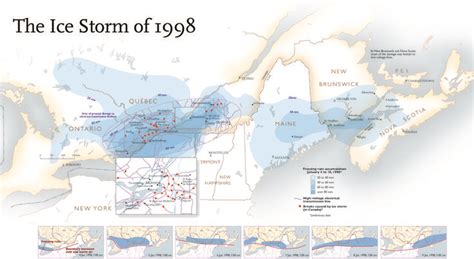 1998 Ice Storm - Map showing area hit by the Great Ice Storm of 1998 ...