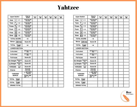 Free Printable Yahtzee Score Sheets