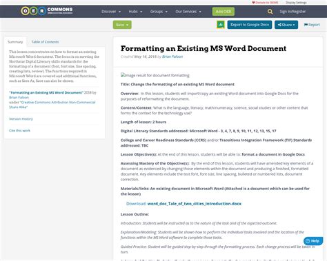 Formatting an Existing MS Word Document | OER Commons