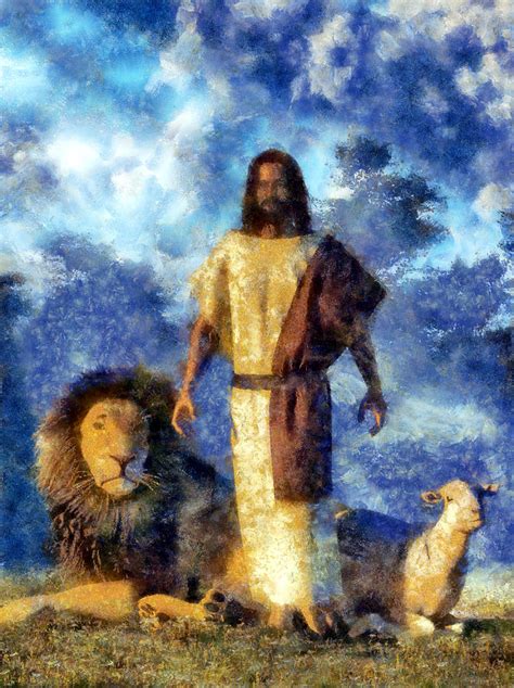 The Lion And The Lamb Painting by Christian Art