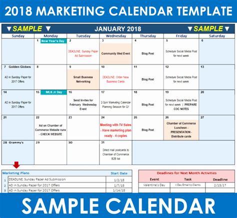 Marketing Schedule Template Excel Best Of 2018 Marketing Calendar Template In Excel Free Downl ...