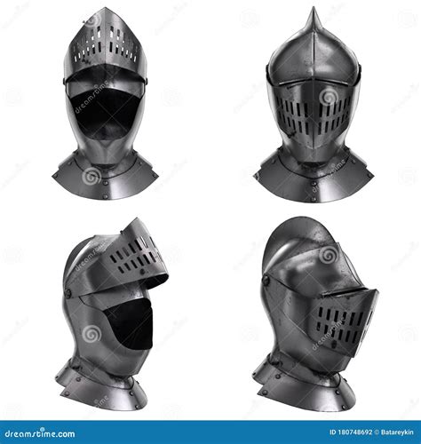 Set Of Medieval Knight Armet Helmet Stock Photo | CartoonDealer.com #180748692