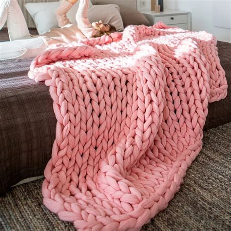 2019 Knitting Throw Blankets Yarn Knitted Blanket Hand knitted Warm ...