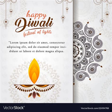 Happy diwali greeting card design vector image on | Diwali greeting cards, Diwali greetings ...