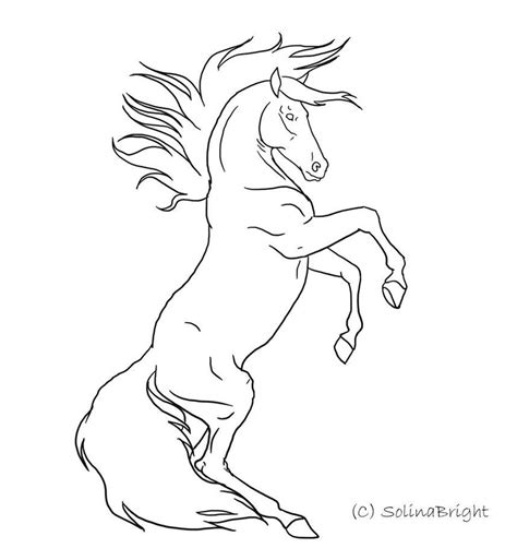 Horse Rearing Lineart by SolinaBright on deviantART | Horse coloring pages, Horse sketch, Horse ...