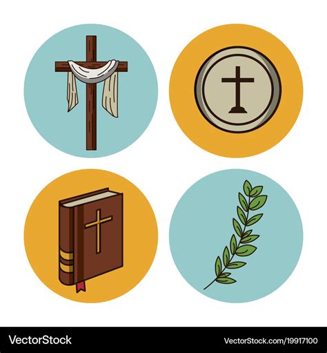 Holy week round icons Royalty Free Vector Image