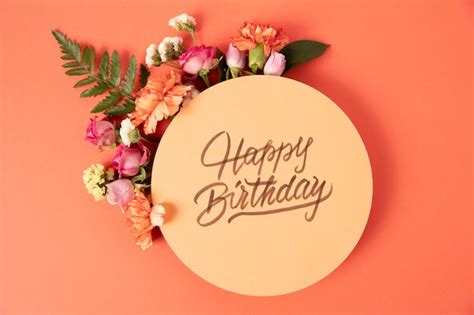 Free Photo | Happy birthday card with flowers arrangement
