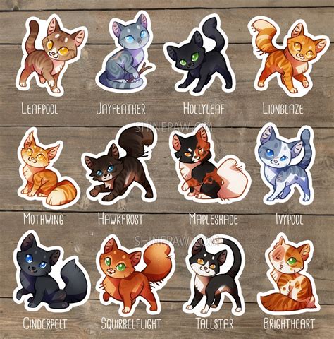 Cute Warrior Cats Sticker Set II Leafpool Jayfeather Hollyleaf ...