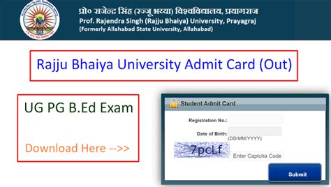 Rajju Bhaiya University Admit Card 2024 लिंक जारी, Download UG PG BEd ...