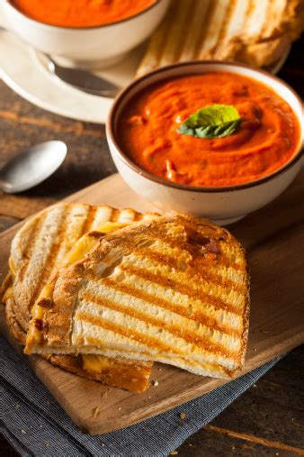 Grilled Cheese Sandwich With Tomato Soup Stock Photo - Download Image ...