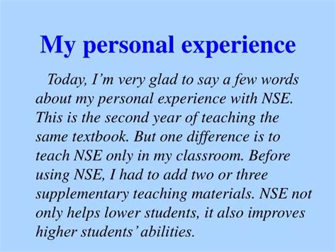 PPT - My personal experience PowerPoint Presentation, free download ...