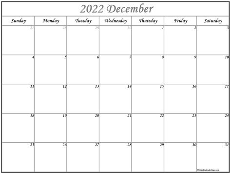 December 2022 Calendar Printable Fillable