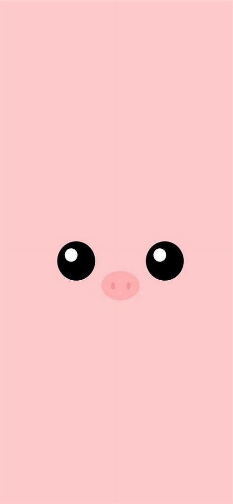 Minimal Pink Piggy Cute Eyes iPhone Wallpapers Free Download