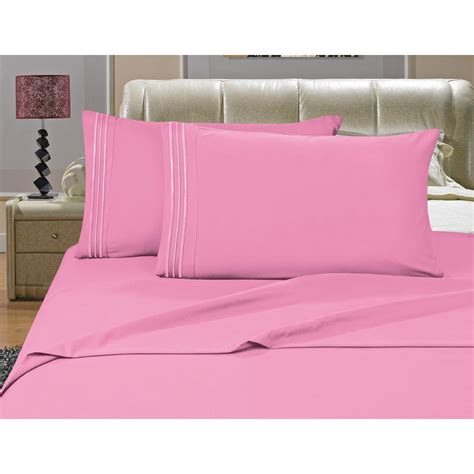 Elegant Comfort 1500 Series 4-Piece Light Pink Triple Marrow Embroidered Pillowcases Microfiber ...