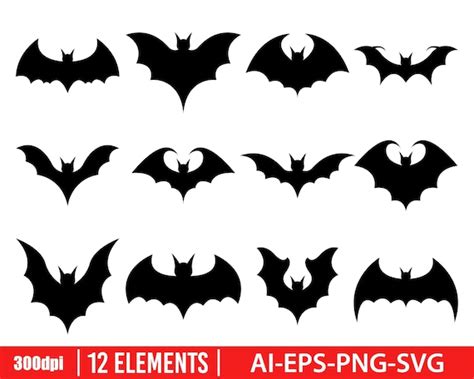 Bat Silhouette Clipart Vector Design Illustration. Bat Set. - Etsy UK