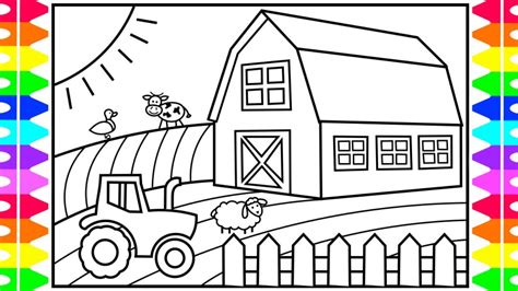 How to Draw a Farmhouse for Kids ️🧡💚 Farmhouse Drawing and Coloring ...