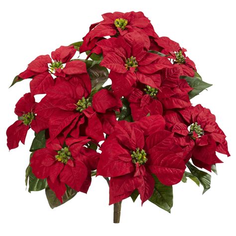 Nearly Natural 24in. Holiday Poinsettia Artificial Plant (Set of 2 ...