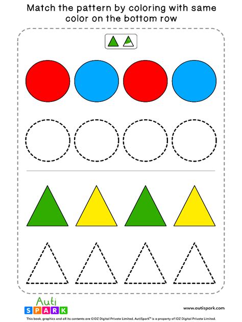 Fun Color Patterns Worksheet #01 – Color the Shapes - AutiSpark