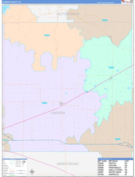 Carson County, TX Wall Map Color Cast Style by MarketMAPS - MapSales