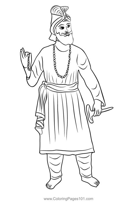 Guru Gobind Singh Ji Coloring Page for Kids - Free Sikhism Printable ...