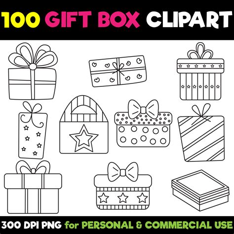 Gift Boxes Black And White Clipart