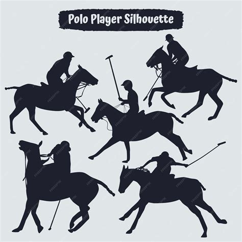 Premium Vector | Collection of polo player silhouette vector