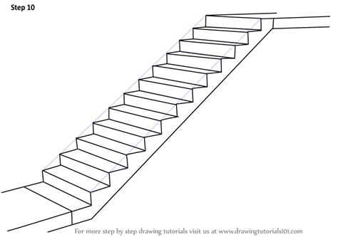 How to Draw Staircase (Everyday Objects) Step by Step | DrawingTutorials101.com