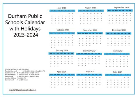 2024 And 2024 School Calendar Durham School District Nc 27707 - Rani ...