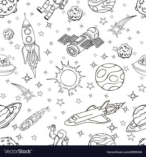 Outer space doodles symbols and design elements Vector Image