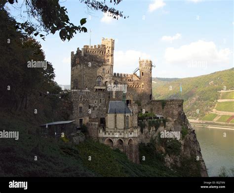 architecture, castles, Germany, Rhineland-Palatinate, Rheinstein Castle near Trechtingshausen on ...