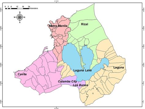 Study area map. Laguna Lake is located north of Calamba and Los Bã nos ...