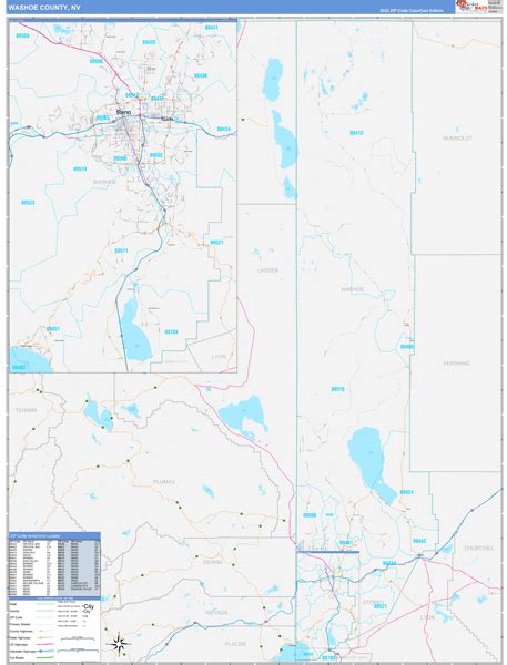 Washoe County, NV Wall Map Color Cast Style by MarketMAPS - MapSales