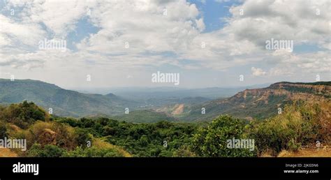 Amboli Ghat view point showing Sahyadri mountain range Amboli, Maharashtra, India Stock Photo ...