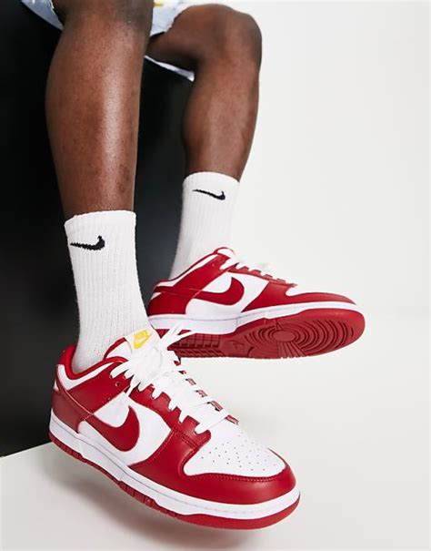 Nike Dunk low sneakers in red and white | ASOS