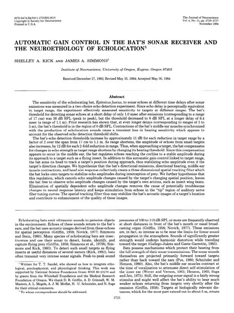 (PDF) Automatic gain control in the bat's sonar receiver and the ...