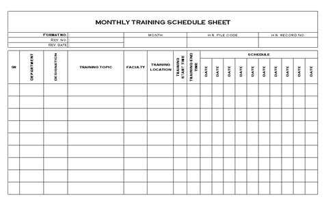 Employee monthly training schedule document