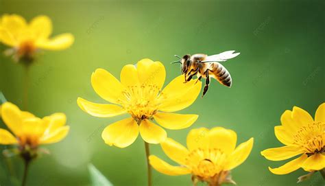 Honey Bee And Beautiful Yellow Flower Background, Honey Bee, Flower ...