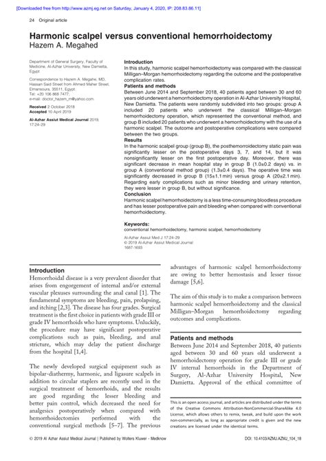 (PDF) Harmonic scalpel versus conventional hemorrhoidectomy